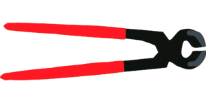 Ziegelkneifzange mit rotem Griff